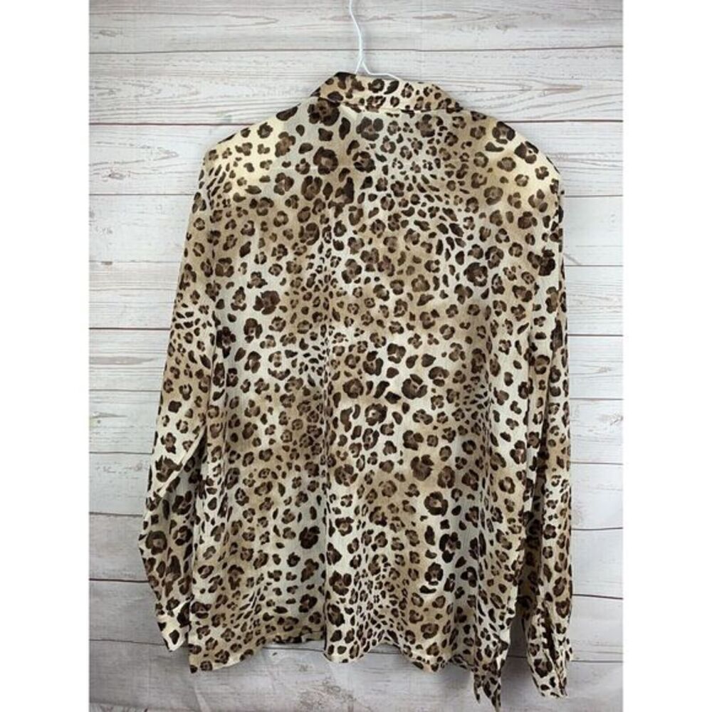 ALFRED DUNNER Shirt womens 16 Semi-sheer Long Sleeve‎ Animal Print Front Button - Picture 4 of 4